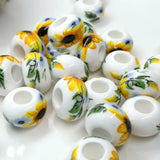 20pcs Lampwork Ceramic Beads 9*14mm Flower Porcelain DIY Jewelry Making