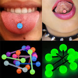 20pcs Luminous Plastic Tongue Rings Barbell Piercing Rings