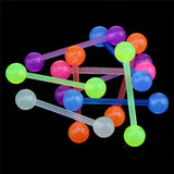 20pcs Luminous Plastic Tongue Rings Barbell Piercing Rings