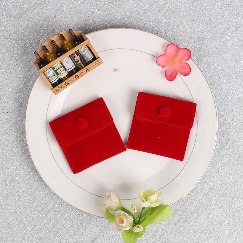 20pcs Microfiber Snap Button Pouch Velvet Jewelry Envelope Bag