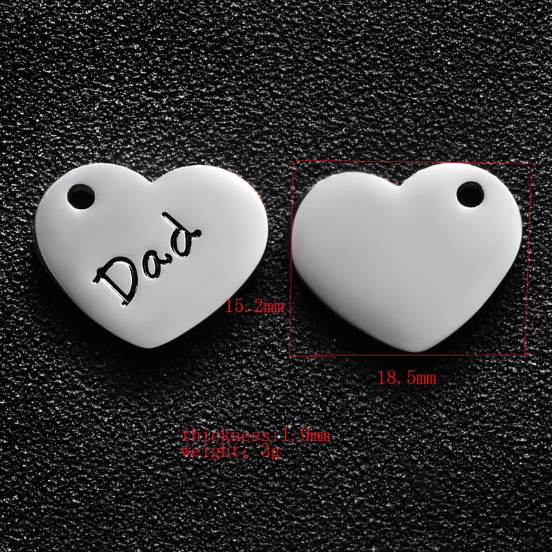 20pcs Stainless Steel Heart Shaped Pendants for DIY Jewelry Making