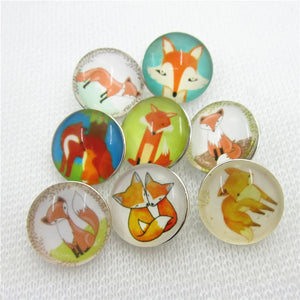 20pcs Mix Glass Prince Fox Snap Buttons Diy 18mm Snap Jewelry Pendants Bracelet