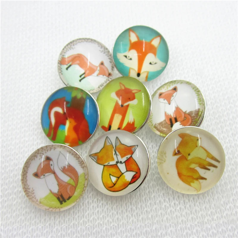 20pcs Mix Glass Prince Fox Snap Buttons Diy 18mm Snap Jewelry Pendants Bracelet