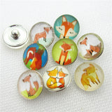 20pcs Mix Glass Prince Fox Snap Buttons Diy 18mm Snap Jewelry Pendants Bracelet