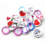 20pcs Love Heart Snap Buttons for 18mm Snap Bracelet DIY Snap Jewelry Charms