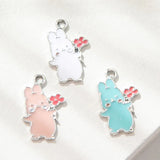 20pcs Easter Rabbits Enamel Pendant Charms for Baracelet Necklace Accessories