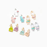 20pcs Easter Rabbits Enamel Pendant Charms for Baracelet Necklace Accessories