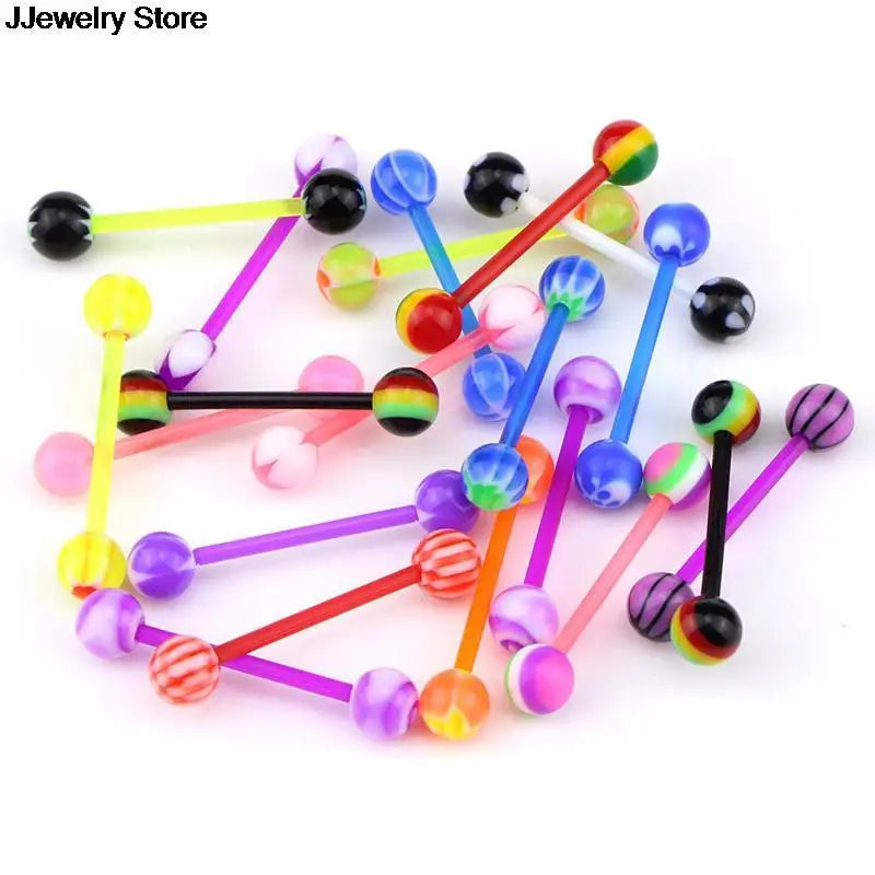 20pcs Flexible UV Silicone Tongue Nipple Stud Bar Ring Barbell Piercing