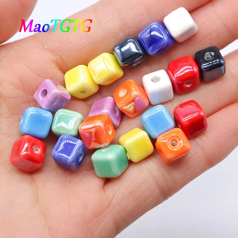 20pcs Multicolor Square Ceramic Beads Jewelry Making Necklace Bracelet 8mm