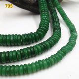 20pcs Natural Green Jades Stone Spacer Beads 6mm 8mm 10mm Flat Round Strand