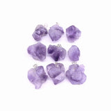 Raw Amethysts Rough Stone Pendant Geode Druzy Cluster Flower Pendant