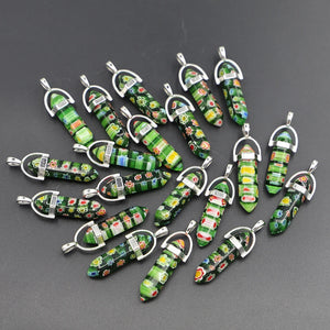 20pcs Natural Stone Thousand Flowers Hexagonal Pendants Charms Diy Jewelry