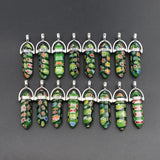 20pcs Natural Stone Thousand Flowers Hexagonal Pendants Charms Diy Jewelry
