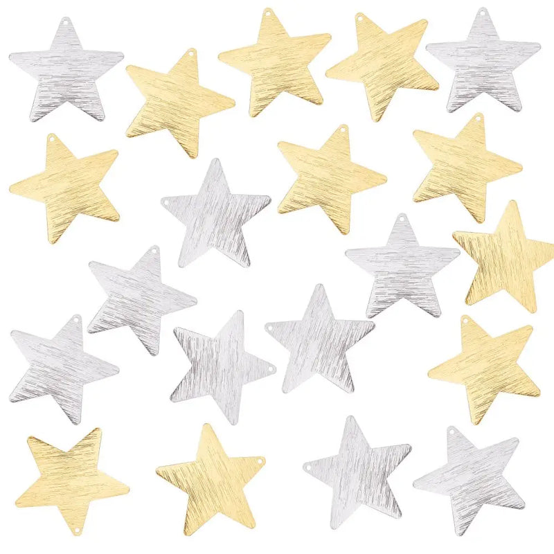 20pcs Star Brass Pendants Mixed Charms DIY Jewelry Making