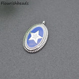 20pcs Rhodium Plated Enamel Oval Star Metal Bracelet Charms