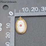 20pcs Rhodium Plated Enamel Oval Star Metal Bracelet Charms