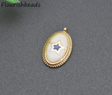 20pcs Rhodium Plated Enamel Oval Star Metal Bracelet Charms