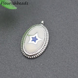 20pcs Rhodium Plated Enamel Oval Star Metal Bracelet Charms