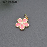 20pcs Enamel Five Petal Flower Metal Charms for Jewelry Making