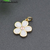 20pcs Enamel Five Petal Flower Metal Charms for Jewelry Making
