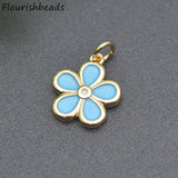 20pcs Enamel Five Petal Flower Metal Charms for Jewelry Making