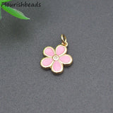 20pcs Enamel Five Petal Flower Metal Charms for Jewelry Making