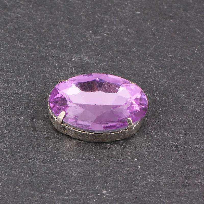 20pcs Pink Oval Glass Crystal Rhinestones Sew-on Craft Wedding Accessories