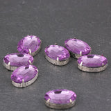 20pcs Pink Oval Glass Crystal Rhinestones Sew-on Craft Wedding Accessories