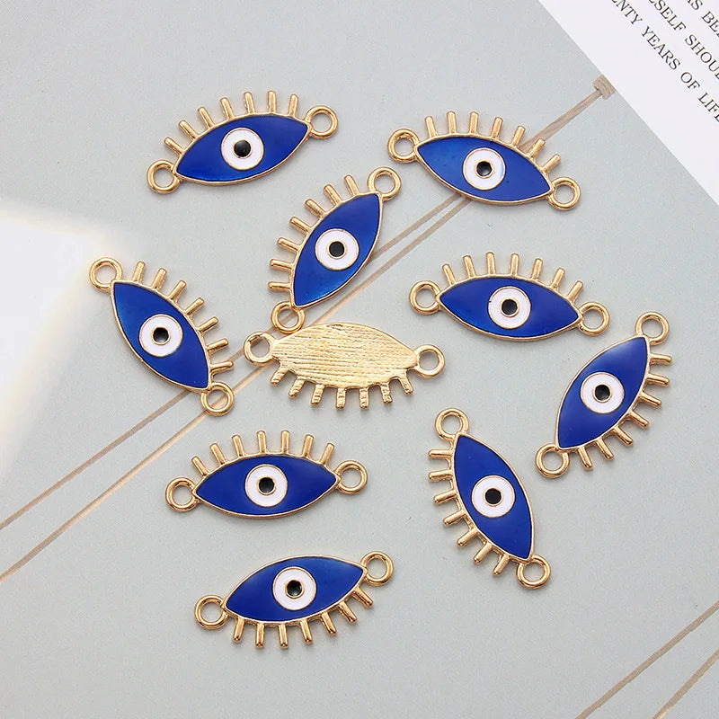 20pcs Evil Eye Double Hanging Pendant Metal DIY Accessories