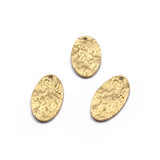 20pcs Raw Brass Hammered Oval Charms Pendant for DIY Jewelry Making