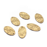 20pcs Raw Brass Hammered Oval Charms Pendant for DIY Jewelry Making