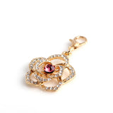 20pcs Rhinestone Floating Rose Flower Dangle Charms Pendant DIY Crystal Camellia