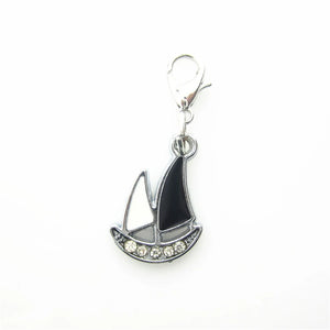 20pcs Rhinestone Sail Boat Charms Lobster Clasp DIY Jewelry Accessories