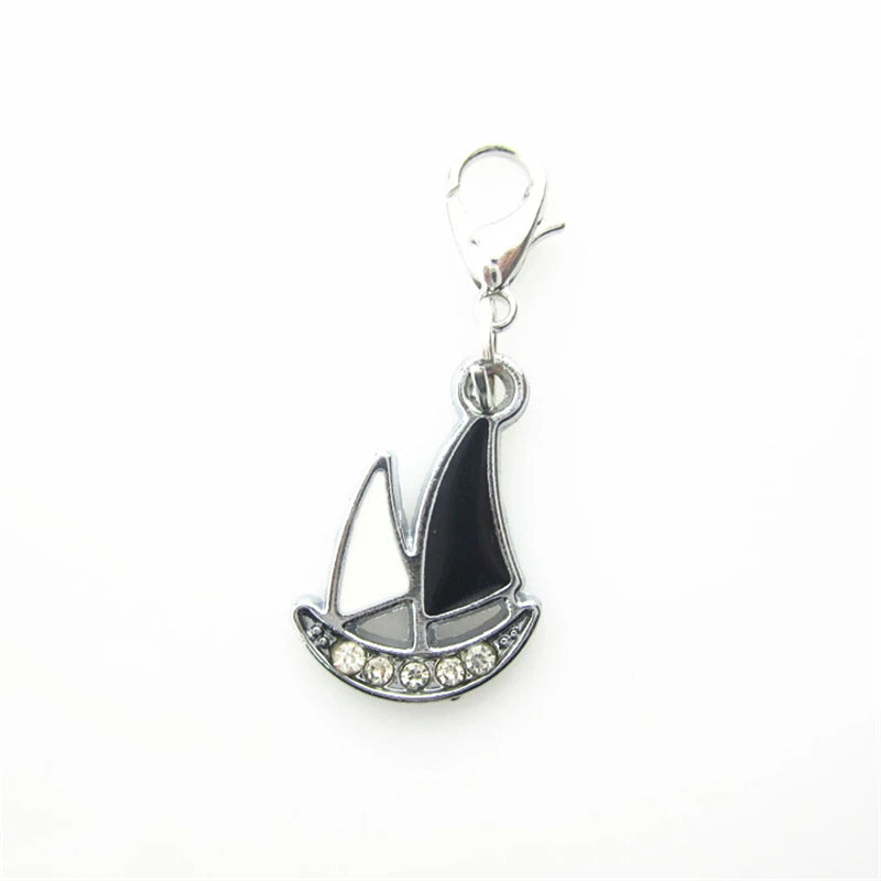 20pcs Rhinestone Sail Boat Charms Lobster Clasp DIY Jewelry Accessories
