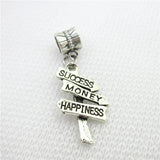 20pcs/lot SUCCESS MONEY HAPPINESS Charms Big Hole European Beads dangle charms