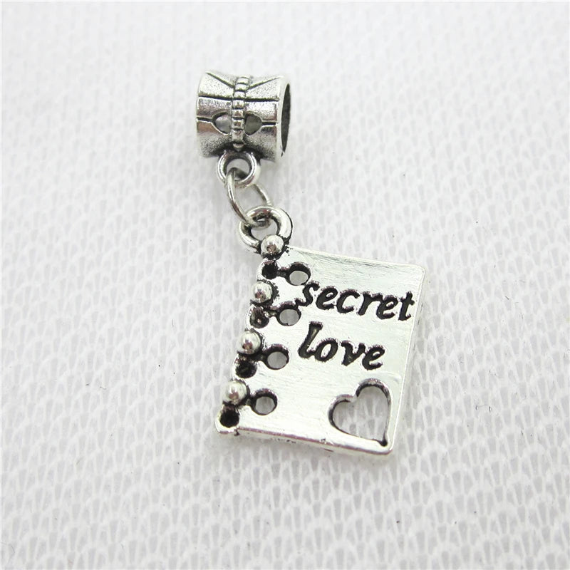20pcs Secret Love Book Charms European Beads DIY Bracelet