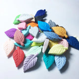 20pcs Silicone Leaf Wrist Pendants Baby Teether Toy BPA Food DIY Chew Charms