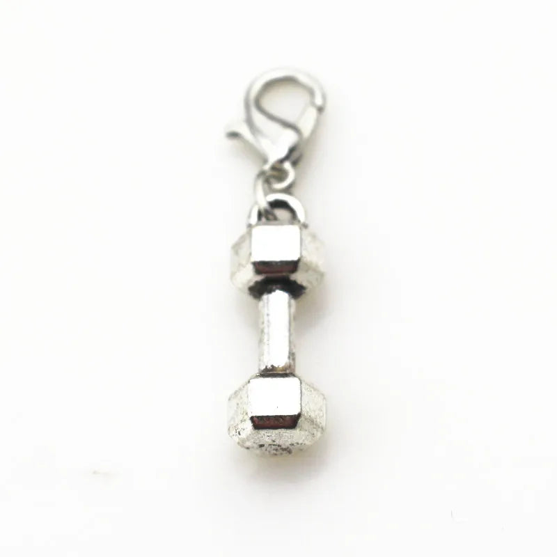 20pcs Silves Dumbbell Dangle Charms Sports Lobster Clasp Bracelet/Pendant Charms