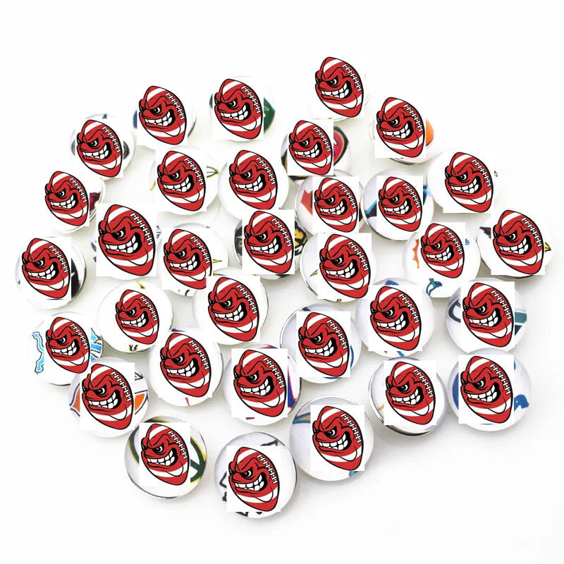 20pcs Football Team Glass Snap Buttons Charms DIY Jewelry Fit 18mm
