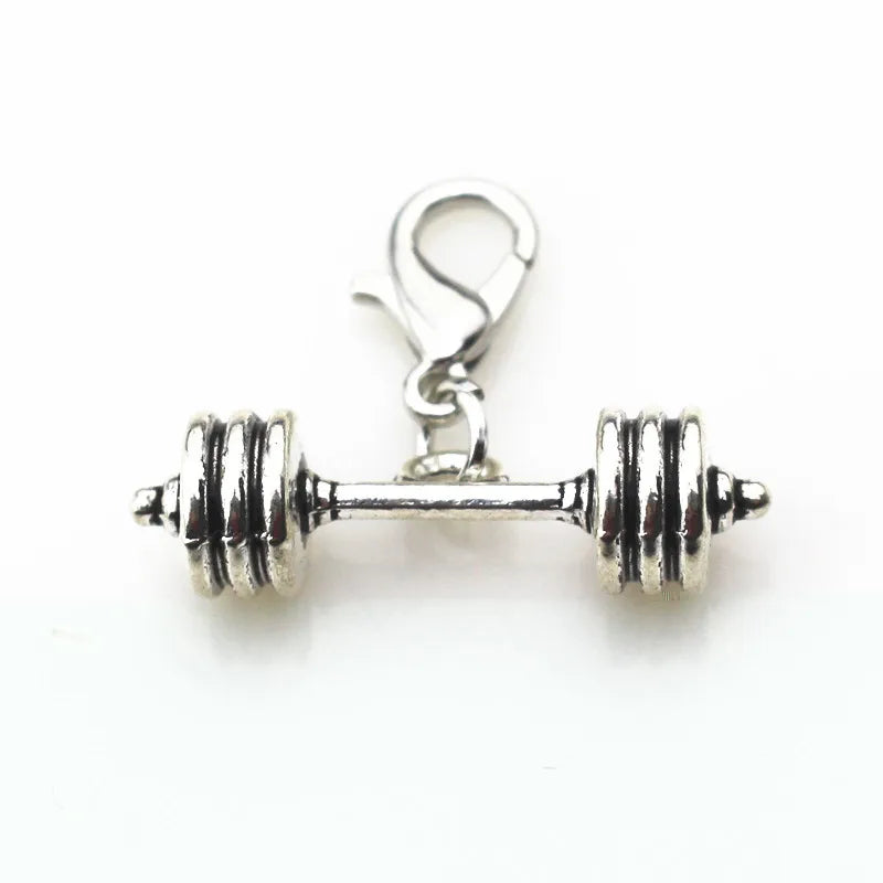 20pcs/lot Barbell Dangle Charms Lobster Clasp DIY Bracelet Pendants Jewelry