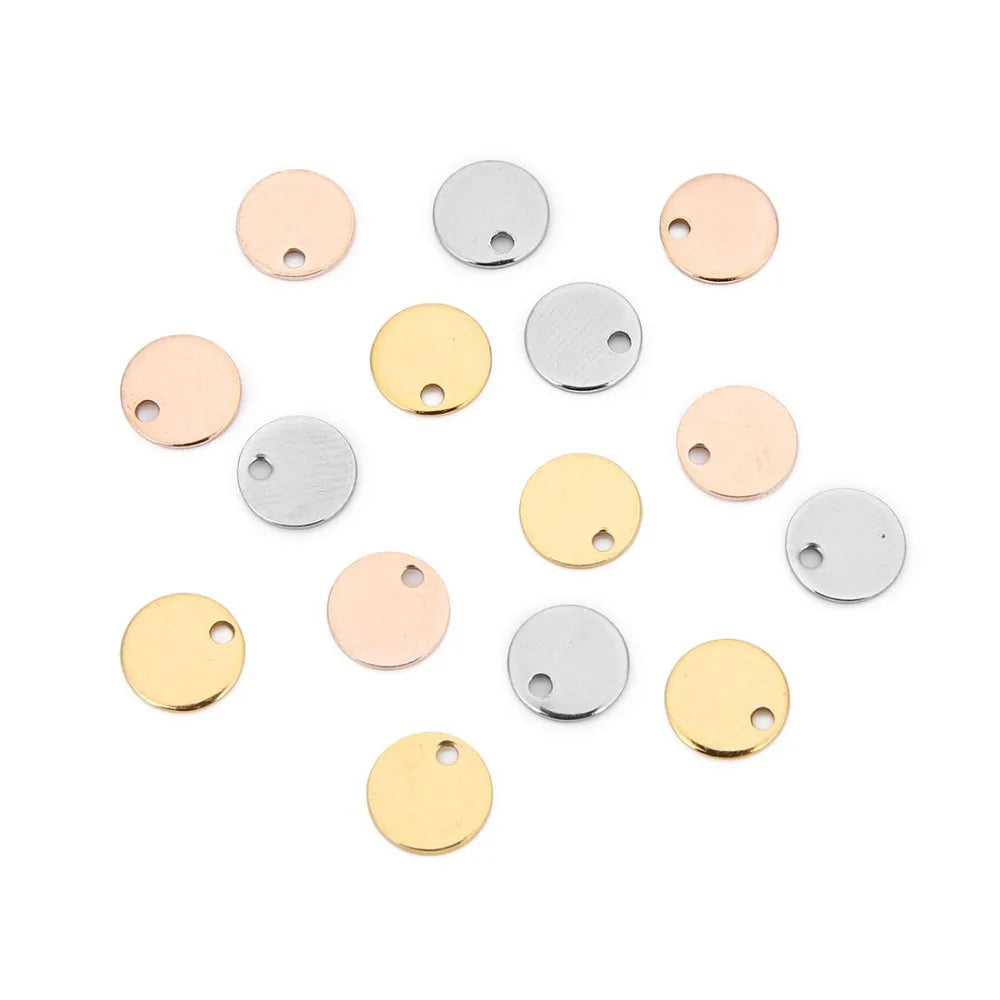 20pcs Stainless Steel Round Dog Tag Charms for Jewelry Making