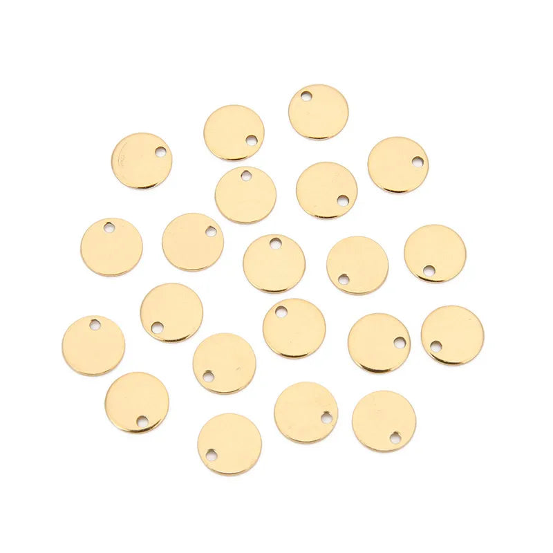 20pcs Stainless Steel Round Dog Tag Charms for Jewelry Making