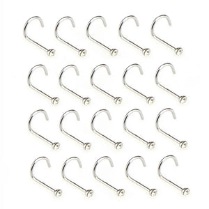 20pcs Stainless Steel Rhinestone Nose Studs Body Piercing Jewelry