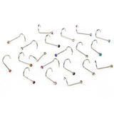 20pcs Stainless Steel Rhinestone Nose Studs Body Piercing Jewelry