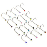 20pcs Stainless Steel Rhinestone Nose Studs Body Piercing Jewelry
