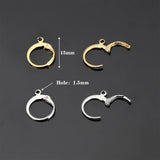 20pcs Stainless Steel French Earrings Hooks 15mm Round Eawire Clasp