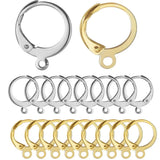 20pcs Stainless Steel French Earrings Hooks 15mm Round Eawire Clasp