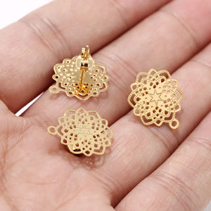 20pcs Stainless Steel Flower Stud Earrings DIY Making Findings