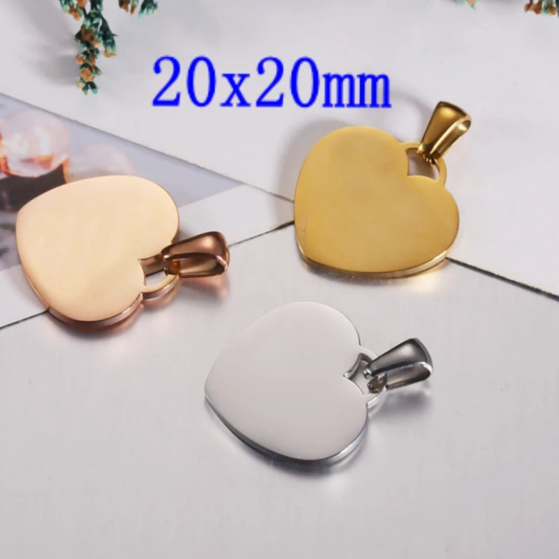 20pcs Stainless Steel Heart Pendant Jewelry Finding DIY Necklace