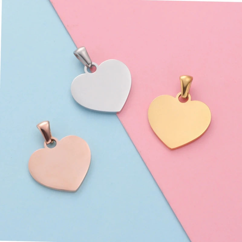 20pcs Stainless Steel Heart Pendant Jewelry Finding DIY Necklace